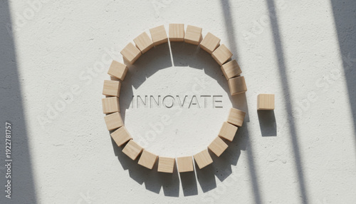 Wallpaper Mural Innovate Circular Ring Made of Wood Cubes on Light Wall Torontodigital.ca