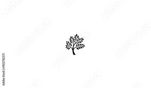 Black Silhouette Tree Branch with Leaves Plant Vector Illustration