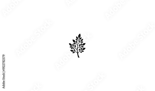 Minimal Black Plant Tree Branch Leaves Silhouette Illustration