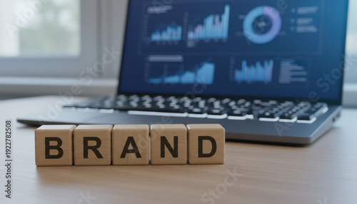 Wallpaper Mural Brand Strategy Concept with Laptop and Graphs on Desk Torontodigital.ca