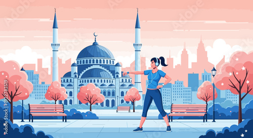 Young woman in athletic wear exercising outdoors.