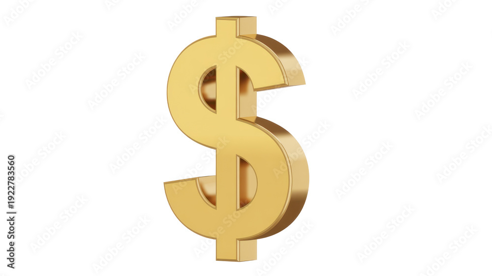 Obraz premium Golden dollar sign currency finance isolated on a transparent background