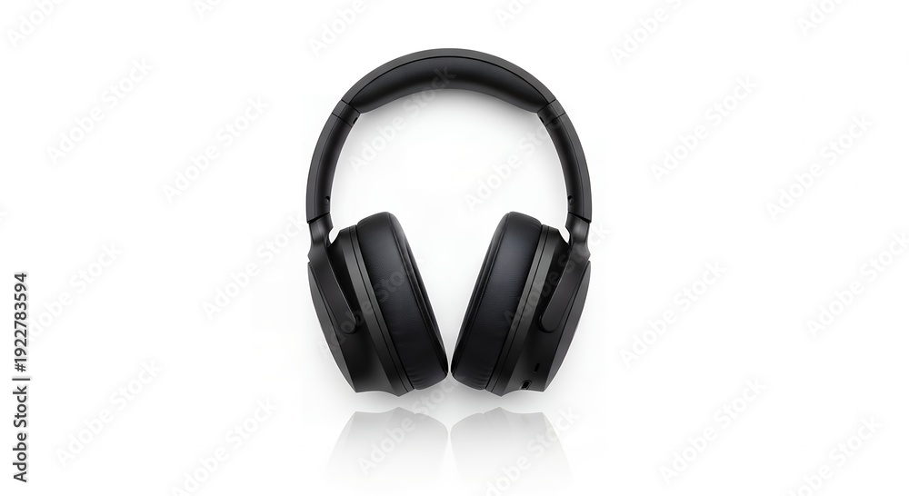 Fototapeta premium Black Over-Ear Headphones Isolated on White Background Studio Shot