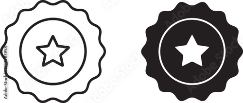 Exclusive benefit, prize, incentive, reward,Star Badge Award Icon Set isolated on white background flat vectorillustration