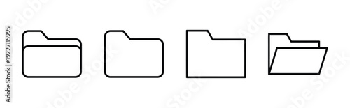Outline icons of file folders in various styles and orientations
