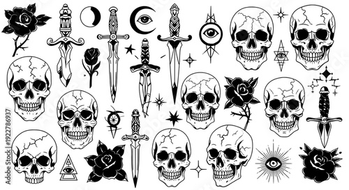 Skull and Crossbones Seamless Cartoon Pattern Design