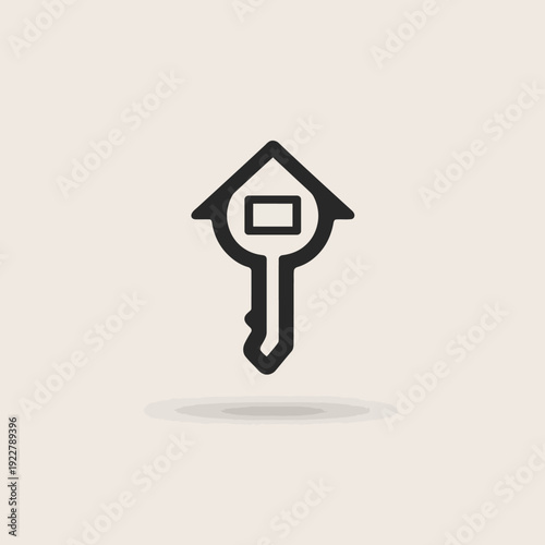 House key icon concept for home ownership, real estate, property access, mortgage, security, and digital smart home solutions.
