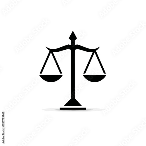 Scales of justice icon symbolizing law, fairness, equality, and balance. Simple graphic illustration of legal system concept.