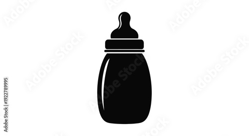 Simple black silhouette of a baby bottle isolated on a white background