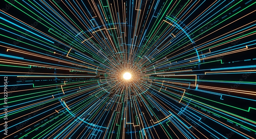 Obraz premium An image of black hole with green and blue lights in the.