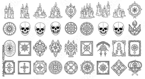 Hand drawn alphabet font set with floral pattern and vintage ornament designHand drawn alphabet font set with floral pattern and vintage ornament design