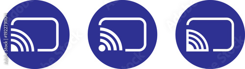 cast, screenshot icon set. smart device interfaces. rectangle with wireless signal