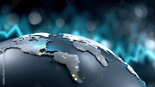 International supply chain data globe visualization Futuristic Global Network Data Visualization on Digital World Map Globe, Technology Background