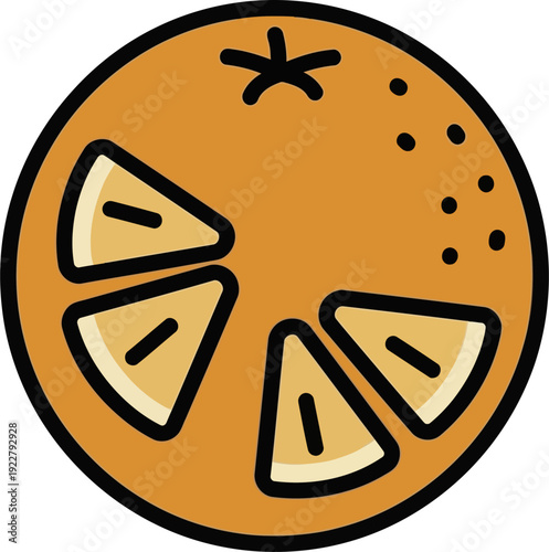 Circular Orange Cross Section With Segment Pattern