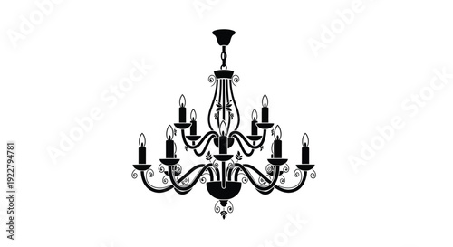 Elegant black chandelier with multiple arms and decorative details