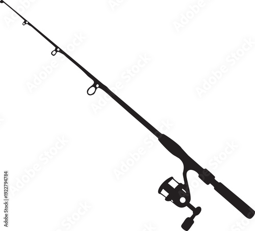Fishing rod collection, fishing rod silhouette, fishing rod icon, vector illustration on white background