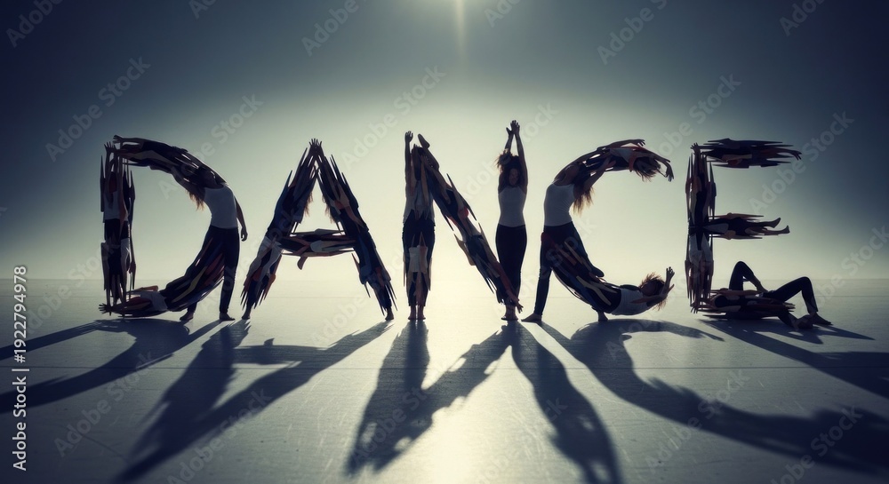 custom made wallpaper toronto digitalDancers form the word "DANCE" with their bodies, casting shadows on a backlit surface
