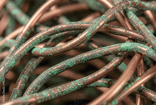 Copper electrical wire with traces of oxidation