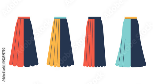 Maxi Skirt Line art creative modern vector