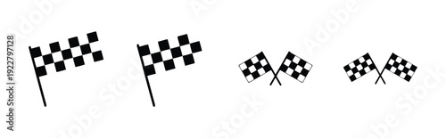 Race finish line flags in checkered design, vector graphics