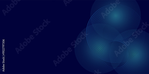 Abstract blue glowing geometric lines on dark blue background. Modern shiny blue circle lines pattern. Futuristic technology concept. vector eps10