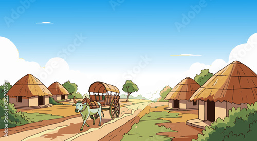 Indian Village Mud House Flat Vector Illustration Isolated on White Background 2D Flat Design