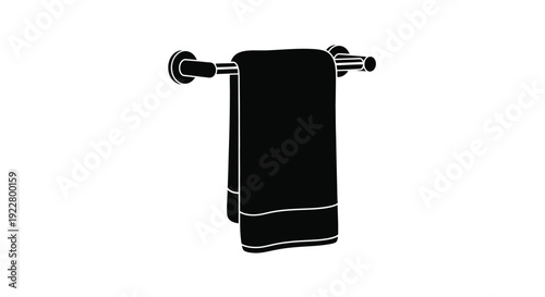 A black silhouette of a folded towel hanging on a bathroom towel rack