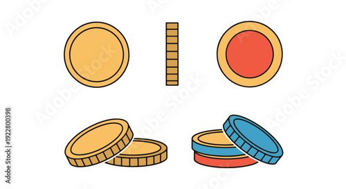 Lira Coin Line art minimal bold color vector