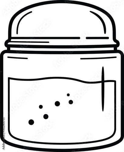 Simple line drawing of a jar with a lid and contents