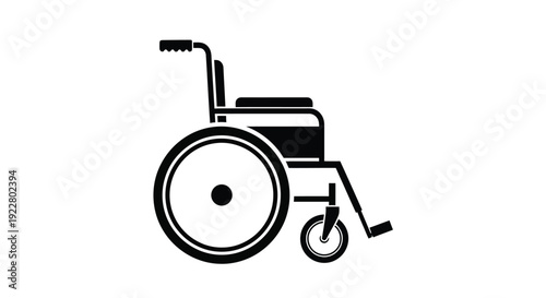 Simple black and white illustration of a manual wheelchair