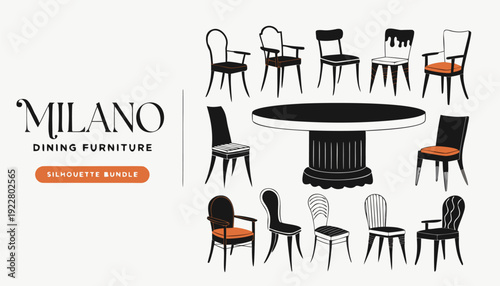 Elegant Milano dining furniture set with modern chairs and table