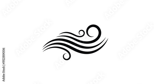 Abstract black swirls and curves on a plain white background