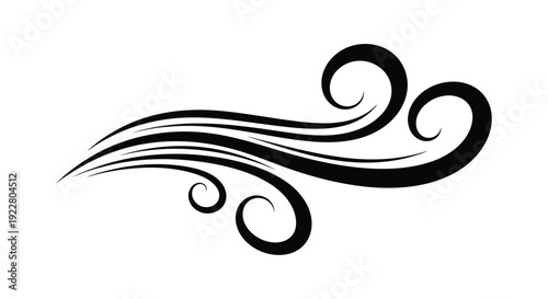 Elegant black swirl design on a solid white background