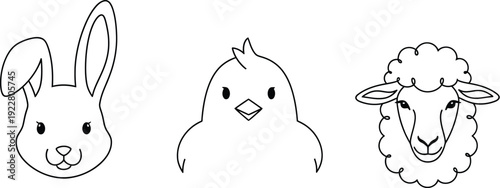 Adorable cartoon rabbit bird and sheep illustration for kids and nursery