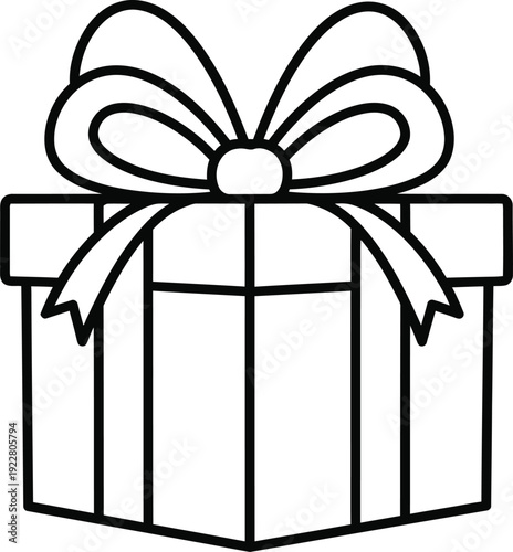 A simple line drawing of a wrapped gift box with a bow