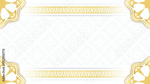 Animation islamic white elegant background with gold mandala and list