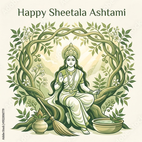 Meditation scene of goddess sheetala on the auspicious day of sheetala ashtami
