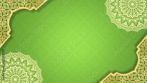 Animation islamic green background with mandala