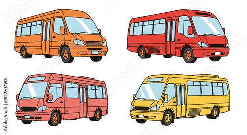 Minibus Line art modern abstract color illustration