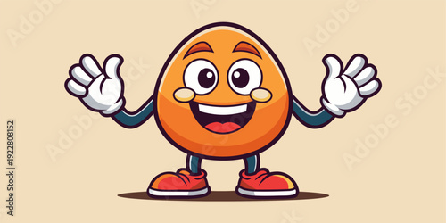 Cheerful orange character with open arms in modern cartoon style