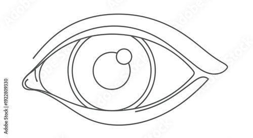 Minimalist line drawing of a human eye showcasing iris and surrounding features