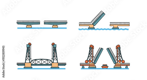 Lift Bridge Line art soft dynamic tone illustration