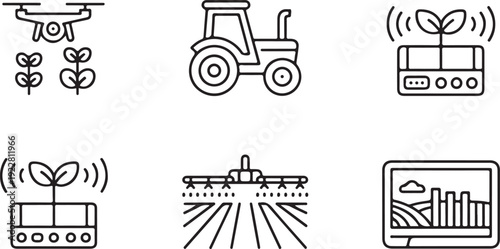 agriculture smart device sensor tablet dashboard farming icons