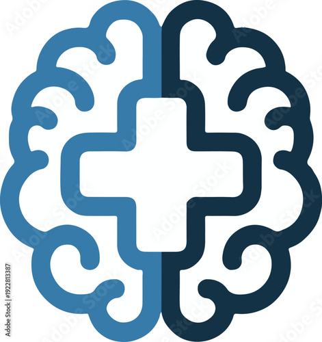 brain logo for mental health service with symmetrical cross design