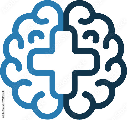 brain medical cross icon for mental health and neurology care