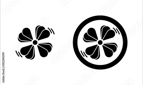 Ventilation fan airflow cooling system icon flat design