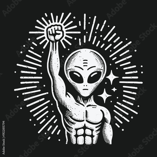 Alien Uprising: A Symbol of Resistance and Extraterrestrial Strength.