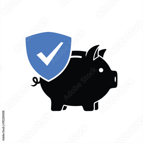 Pig with check mark vector illustration