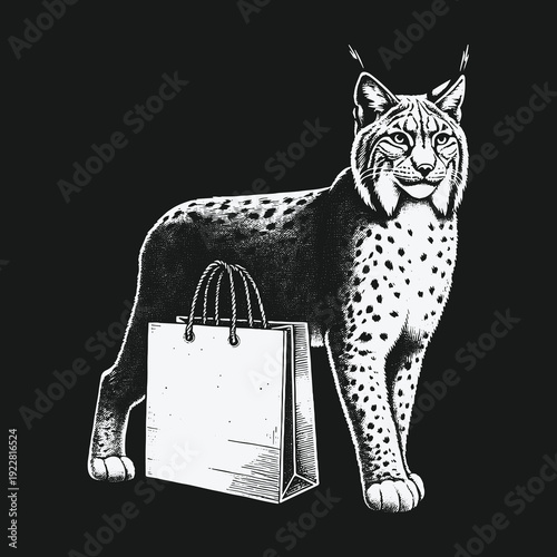 Lynx with Shopping Bag: A Felines Retail Therapy Adventure.
