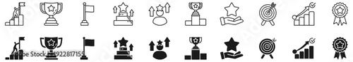 Success icon set. Personal growth and business development symbol.